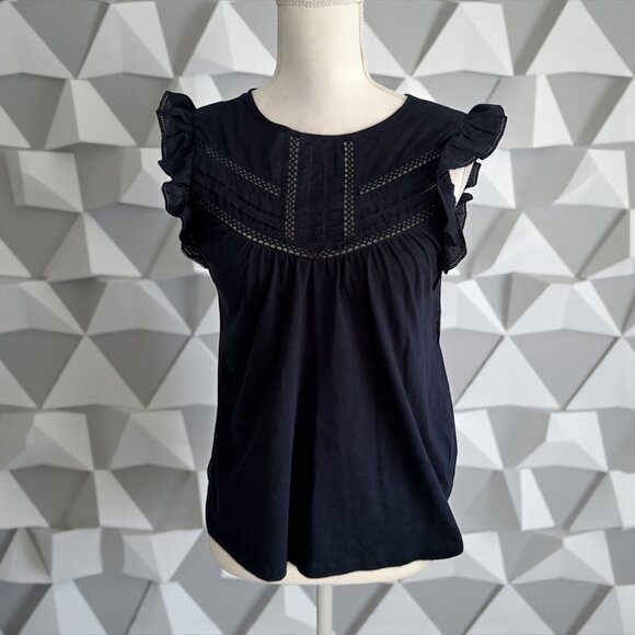 POINT SUR Navy Blue Ruffle Tank Top Size XXS - Picture 3 of 6